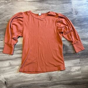 kate quinn Rust Orange Puff Sleeve Top
